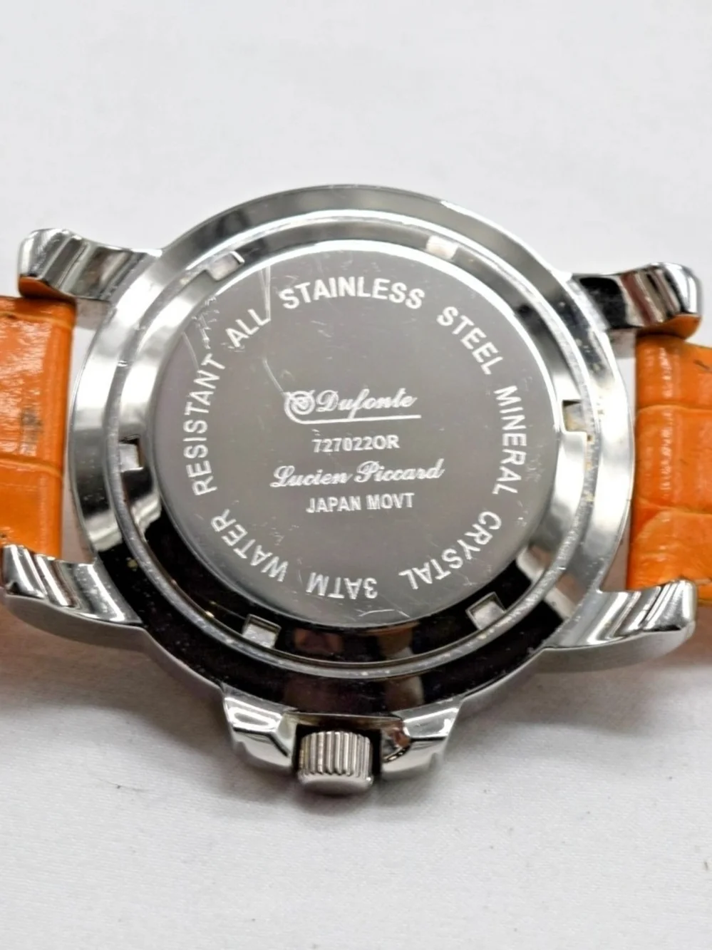 Unisex Dufonte by Lucien Piccard 727022OR All Steel 3 Register Orange Watch